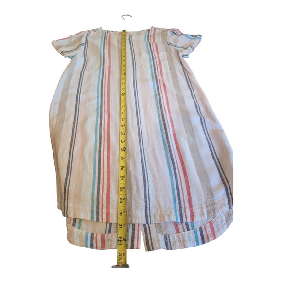 Anthropologie Cloth & Stone Sz M Linen Blend Gauze Popover Dress Multi Stripe - Picture 5 of 10